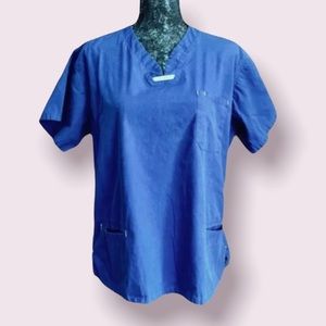 24/7 Scrub Top in Navy and Lime Green